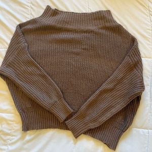 Brown light knit off the shoulder sweater. Size L